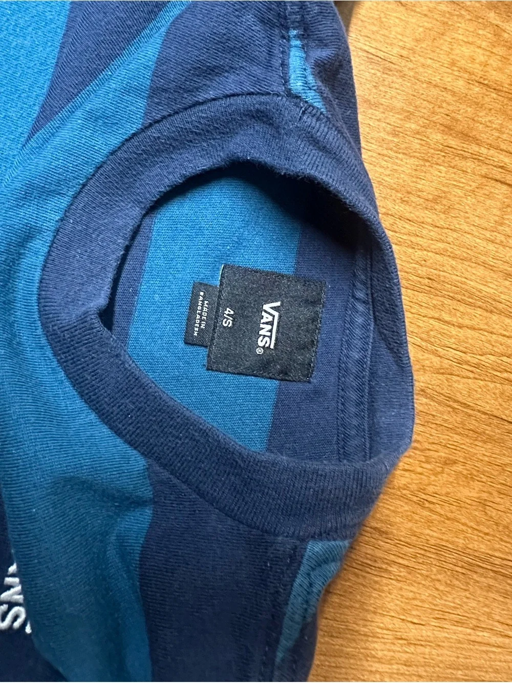 2 Vans Kids Navy & Teal Striped Tee with White Tie-Dye Logo Shirt